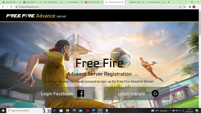 tampilan website ff advance server